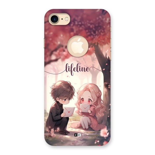 Cute Anime Couple Back Case for iPhone 8 Logo Cut