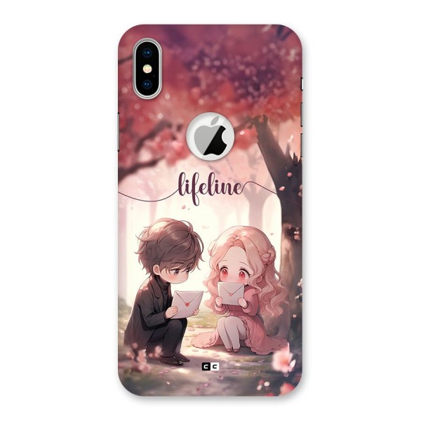 Cute Anime Couple Back Case for iPhone XS Logo Cut