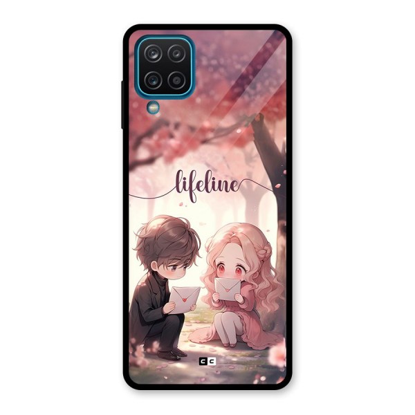 Cute Anime Couple Glass Back Case for Galaxy A12