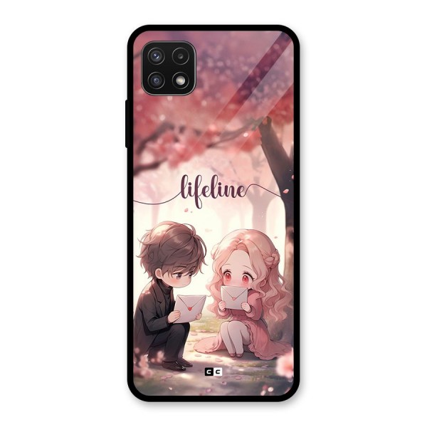 Cute Anime Couple Glass Back Case for Galaxy A22 5G