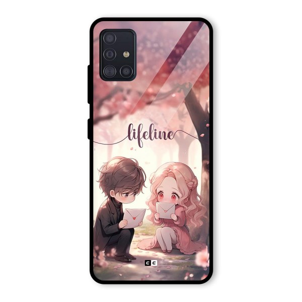 Cute Anime Couple Glass Back Case for Galaxy A51