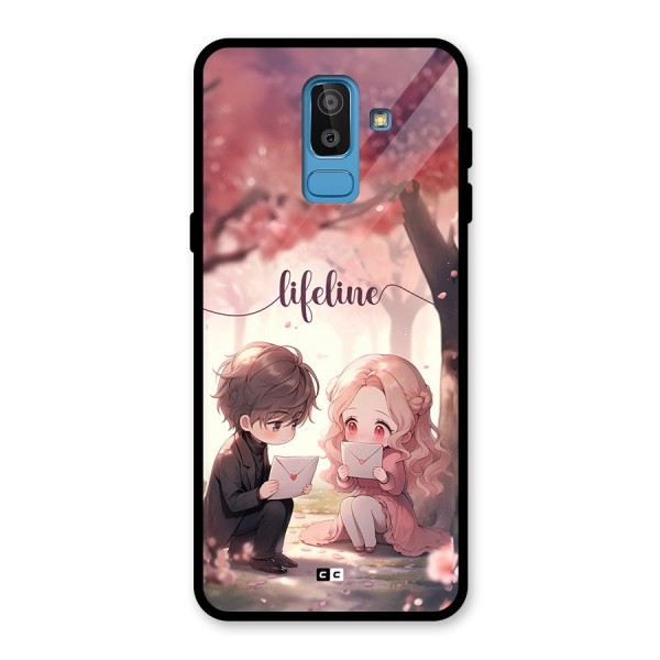 Cute Anime Couple Glass Back Case for Galaxy J8