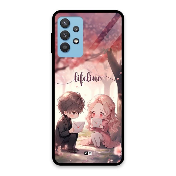 Cute Anime Couple Glass Back Case for Galaxy M32 5G