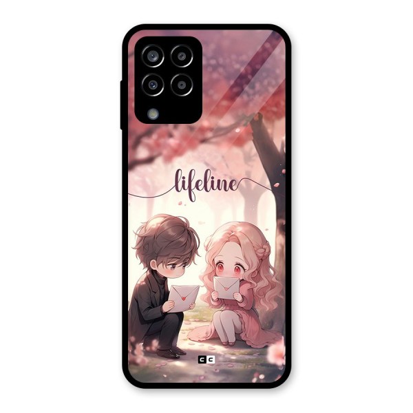 Cute Anime Couple Glass Back Case for Galaxy M33