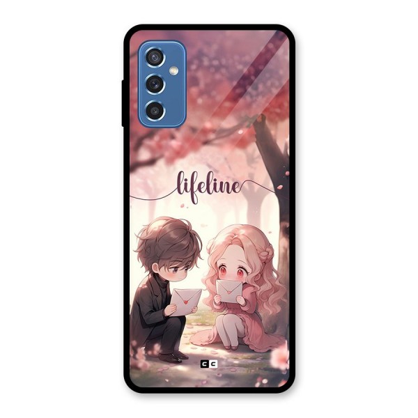 Cute Anime Couple Glass Back Case for Galaxy M52 5G