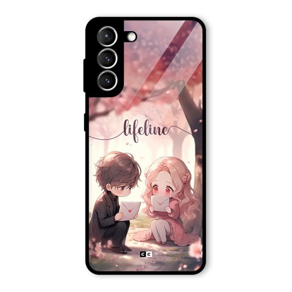 Cute Anime Couple Glass Back Case for Galaxy S21 5G