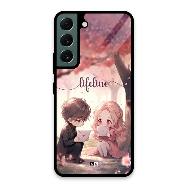 Cute Anime Couple Glass Back Case for Galaxy S22 5G