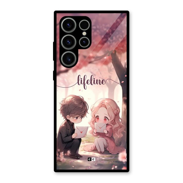 Cute Anime Couple Glass Back Case for Galaxy S23 Ultra