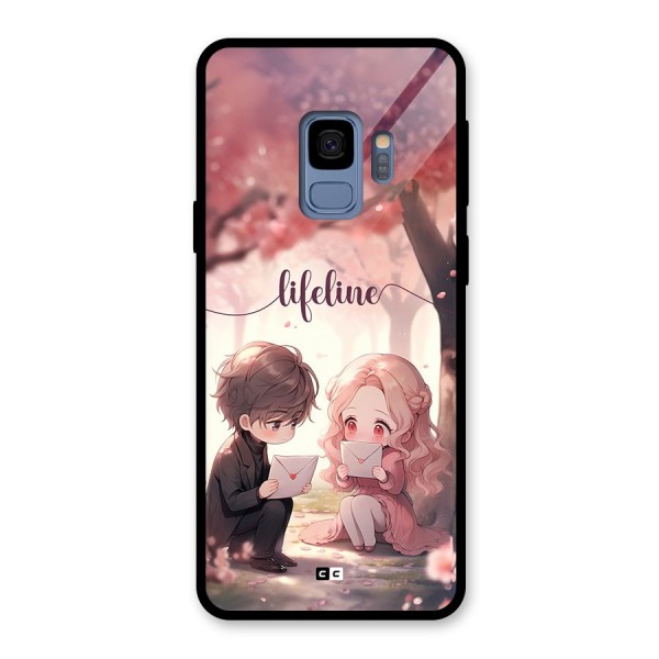 Cute Anime Couple Glass Back Case for Galaxy S9