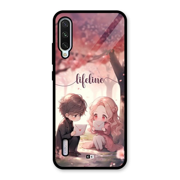 Cute Anime Couple Glass Back Case for Mi A3