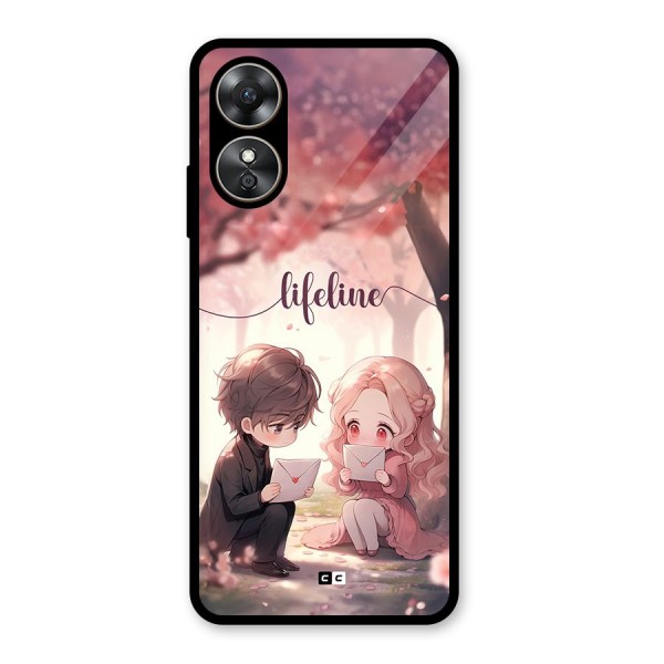 Cute Anime Couple Glass Back Case for Oppo A17