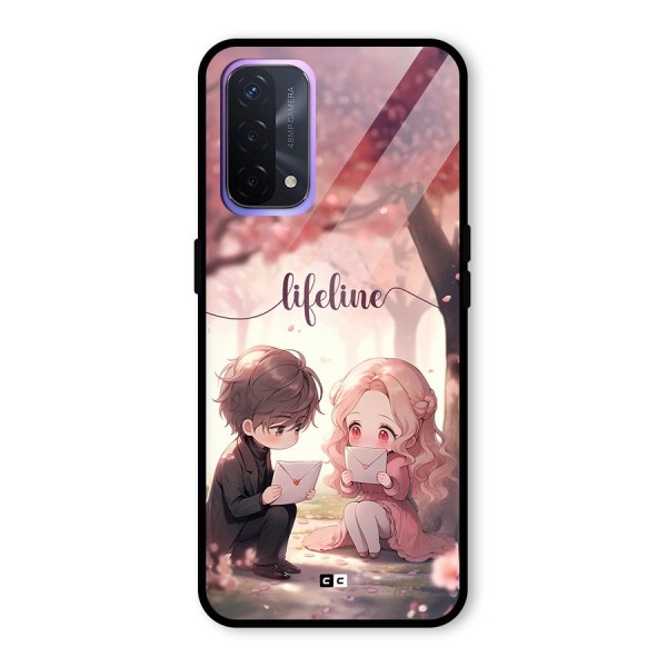 Cute Anime Couple Glass Back Case for Oppo A74 5G