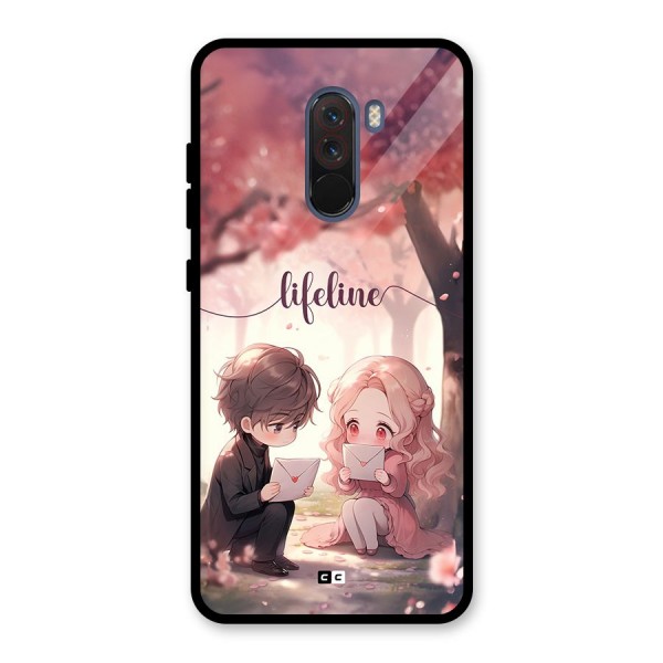 Cute Anime Couple Glass Back Case for Poco F1