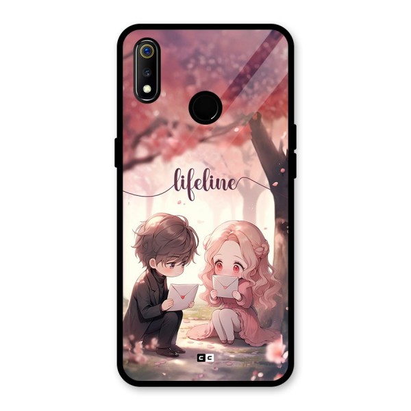 Cute Anime Couple Glass Back Case for Realme 3