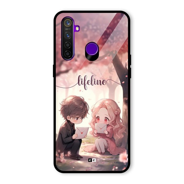 Cute Anime Couple Glass Back Case for Realme 5 Pro