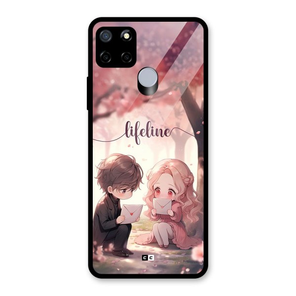 Cute Anime Couple Glass Back Case for Realme Narzo 20