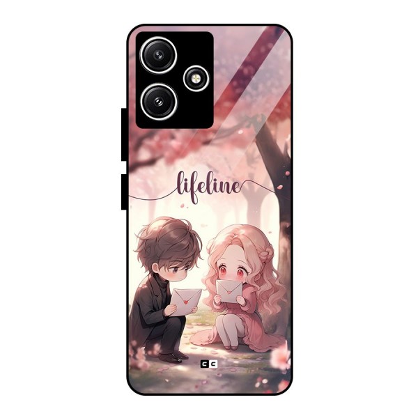 Cute Anime Couple Glass Back Case for Redmi 12 5G