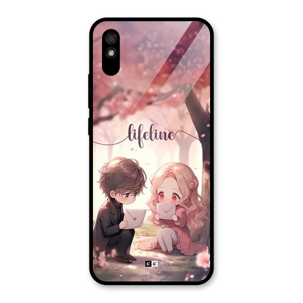 Cute Anime Couple Glass Back Case for Redmi 9i