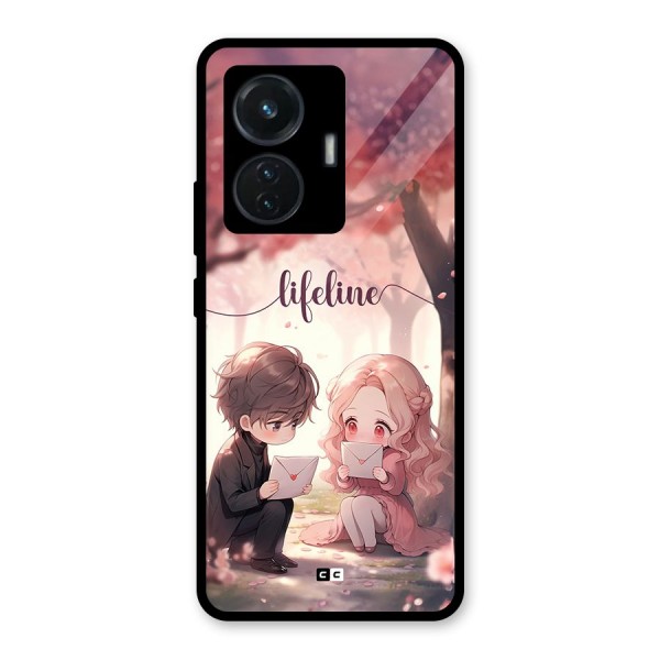 Cute Anime Couple Glass Back Case for Vivo T1 44W