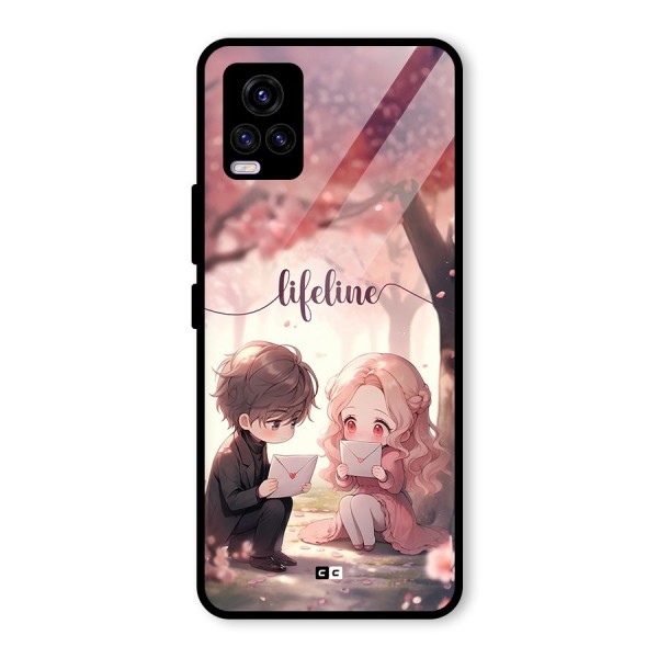 Cute Anime Couple Glass Back Case for Vivo V20