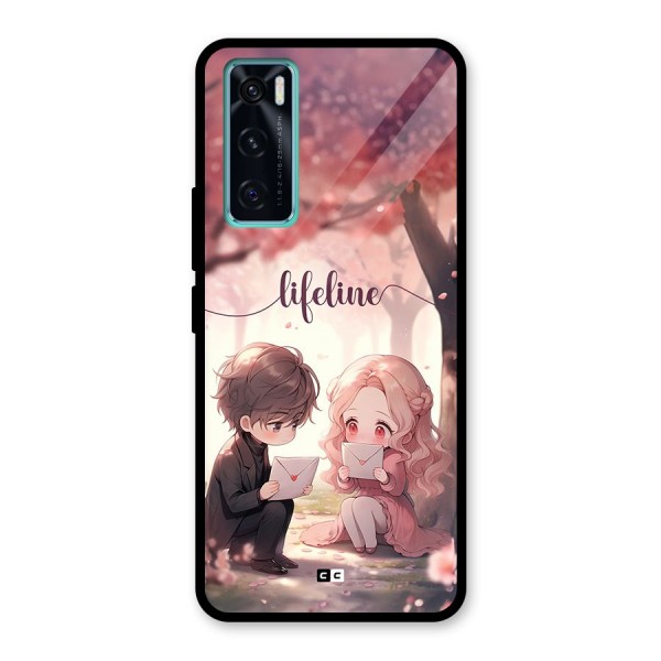 Cute Anime Couple Glass Back Case for Vivo V20 SE