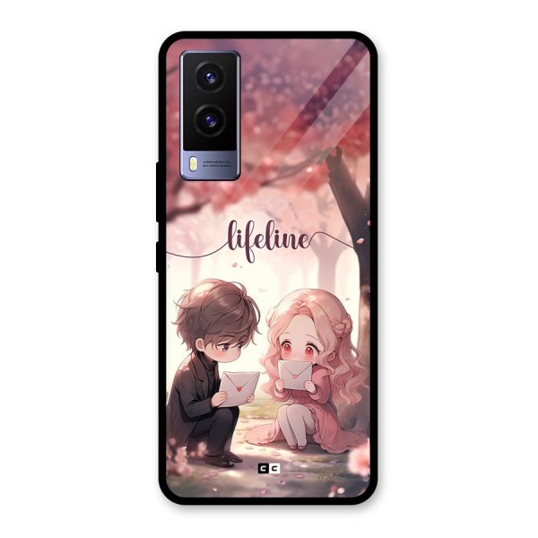 Cute Anime Couple Glass Back Case for Vivo V21e 5G