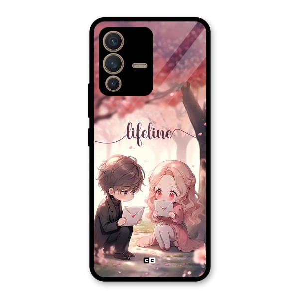 Cute Anime Couple Glass Back Case for Vivo V23 5G