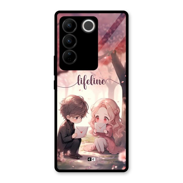 Cute Anime Couple Glass Back Case for Vivo V27 Pro