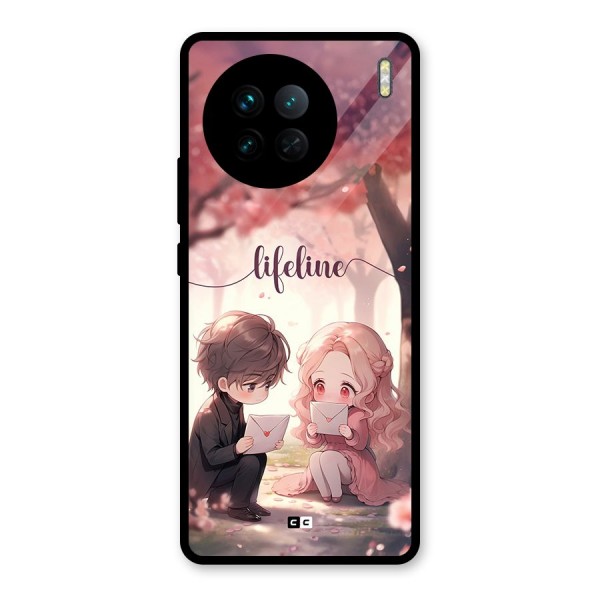 Cute Anime Couple Glass Back Case for Vivo X90