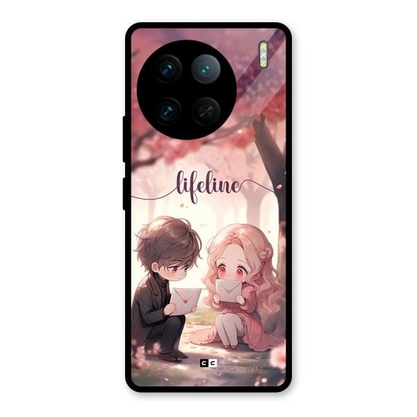 Cute Anime Couple Glass Back Case for Vivo X90 Pro