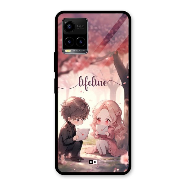 Cute Anime Couple Glass Back Case for Vivo Y21A