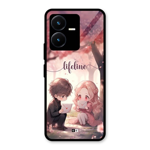 Cute Anime Couple Glass Back Case for Vivo Y22