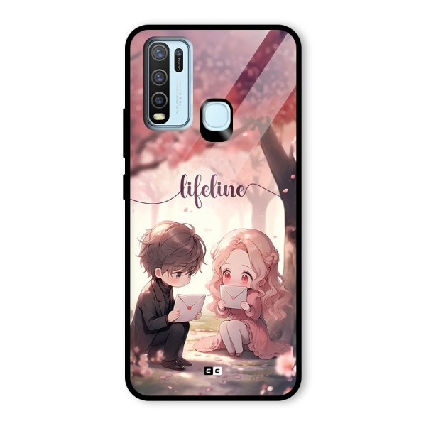 Cute Anime Couple Glass Back Case for Vivo Y30