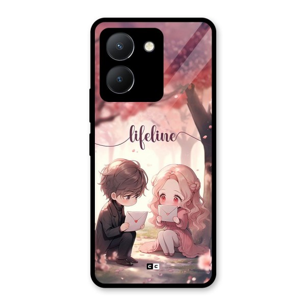 Cute Anime Couple Glass Back Case for Vivo Y36