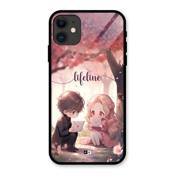 Cute Anime Couple Glass Back Case for iPhone 11