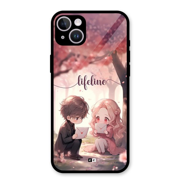 Cute Anime Couple Glass Back Case for iPhone 14 Plus