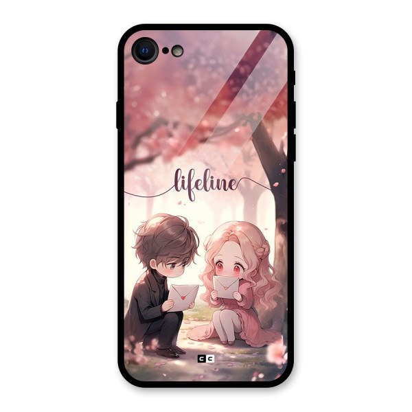 Cute Anime Couple Glass Back Case for iPhone 8