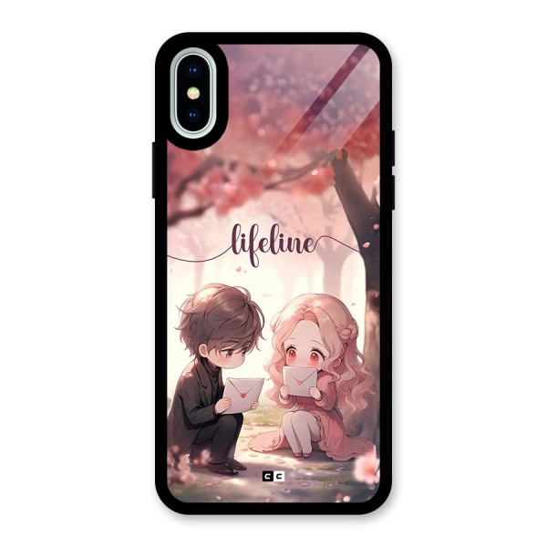 Cute Anime Couple Glass Back Case for iPhone X