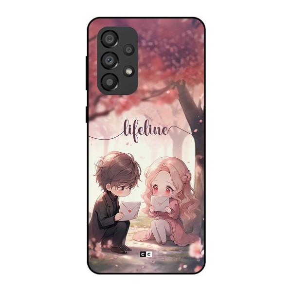 Cute Anime Couple Metal Back Case for Galaxy A33 5G