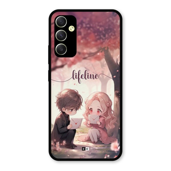 Cute Anime Couple Metal Back Case for Galaxy A34