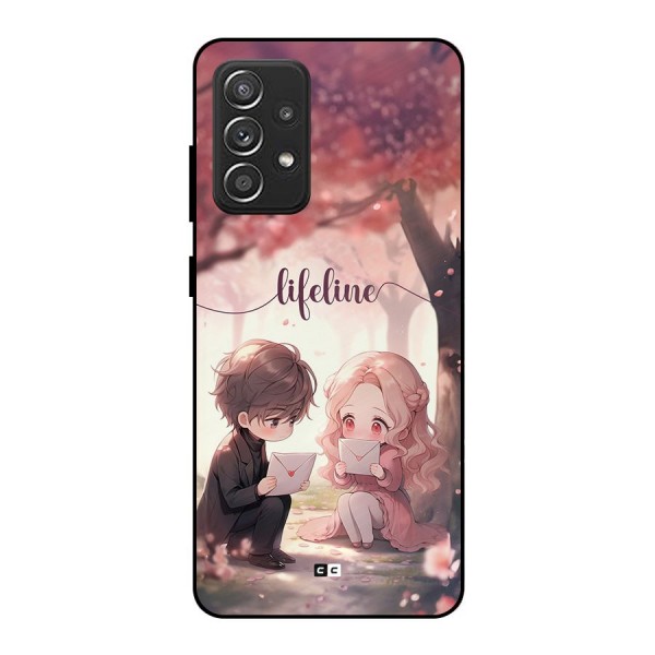 Cute Anime Couple Metal Back Case for Galaxy A52s 5G