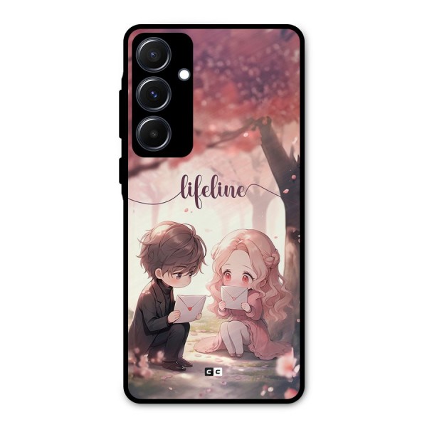 Cute Anime Couple Metal Back Case for Galaxy A55