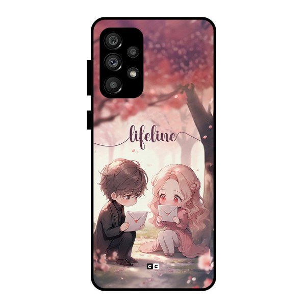 Cute Anime Couple Metal Back Case for Galaxy A73 5G