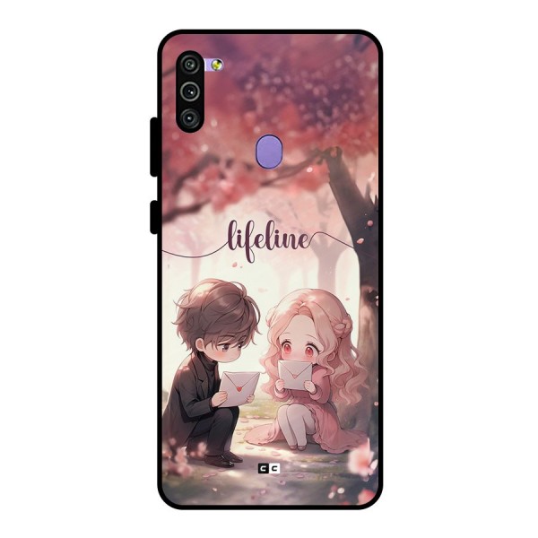 Cute Anime Couple Metal Back Case for Galaxy M11