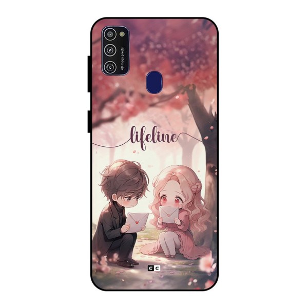 Cute Anime Couple Metal Back Case for Galaxy M21