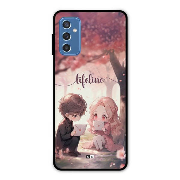 Cute Anime Couple Metal Back Case for Galaxy M52 5G