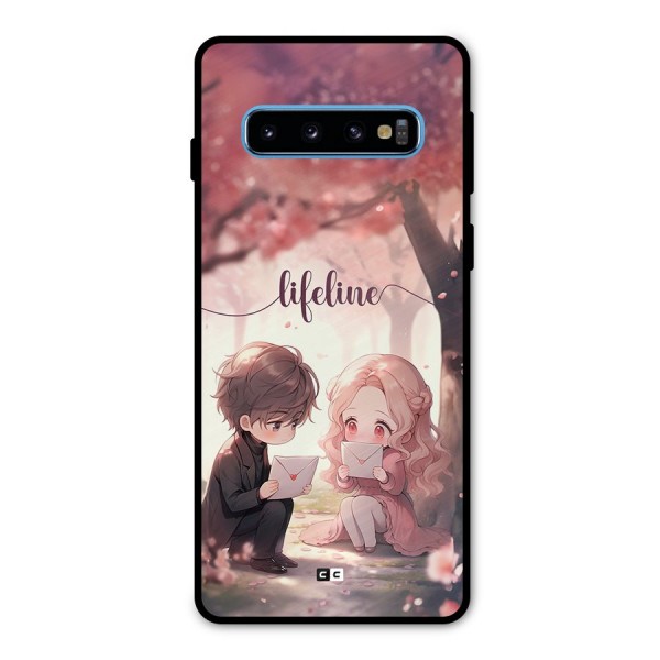 Cute Anime Couple Metal Back Case for Galaxy S10