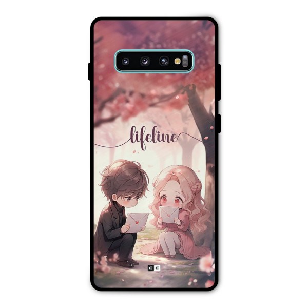 Cute Anime Couple Metal Back Case for Galaxy S10 Plus