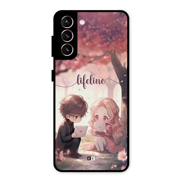 Cute Anime Couple Metal Back Case for Galaxy S21 5G