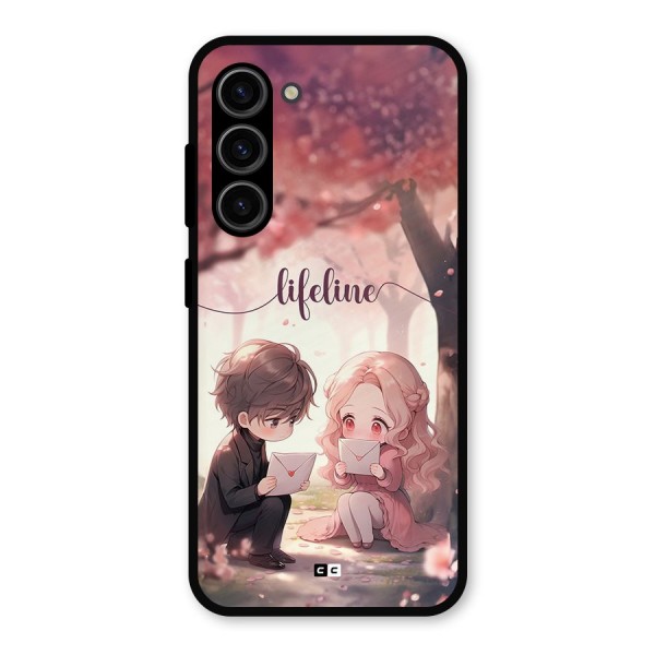 Cute Anime Couple Metal Back Case for Galaxy S23